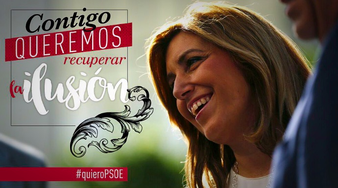 Susana Díaz y su lema oficioso, idéntico al de Errejón.