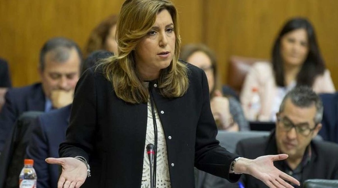 Susana Díaz, en una sesión de control en el Parlamento de Andalucía.