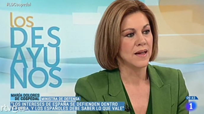 La ministra de Defensa, María Dolores de Cospedal, este martes en TVE.