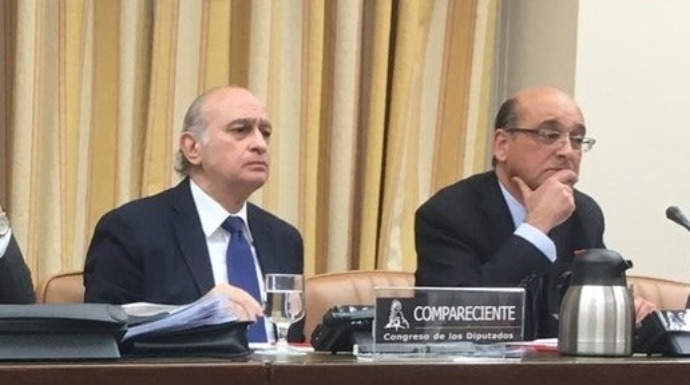 El exministro del Interior, Jorge Fernández Díaz, este miércoles durante su comparecencia en el Congreso.