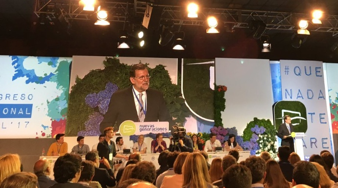 Rajoy, este viernes, en la inauguración de XIV Congreso de Nuevas Generaciones.
