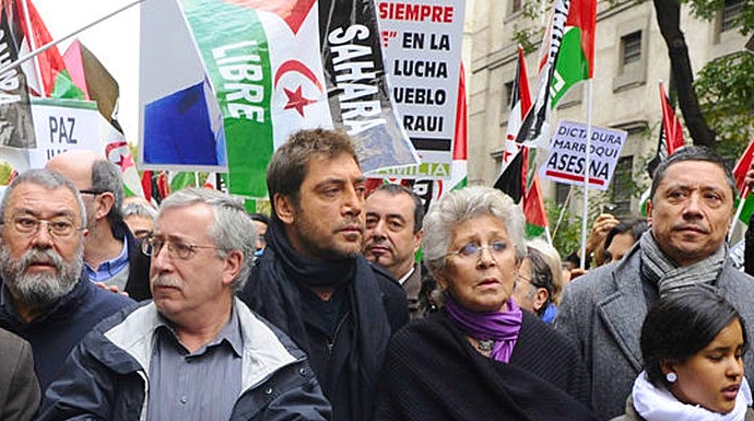 Javier y Pilar Bardem, durante una manifestación. 