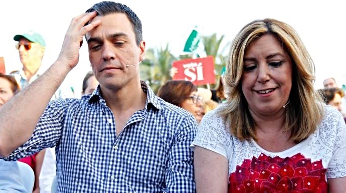 Pedro Sánchez y Susana Díaz, en un acto electoral en 2016.