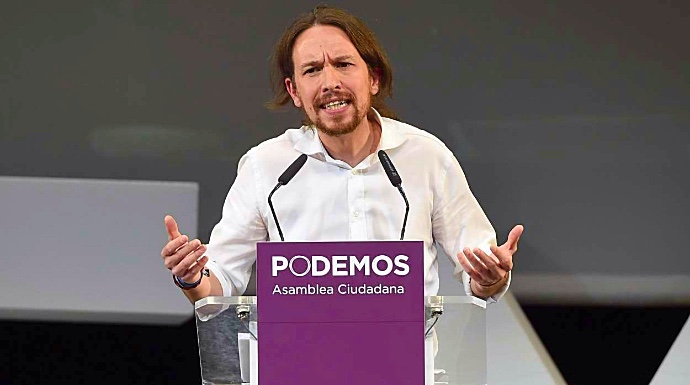 Imagen de Pablo Iglesias, durante un mitin de Podemos.