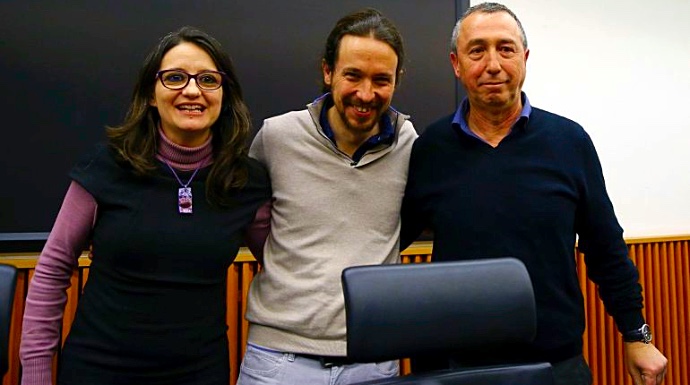 Mónica Oltra, Pablo Iglesias y Joan Baldoví, en una imagen reciente.