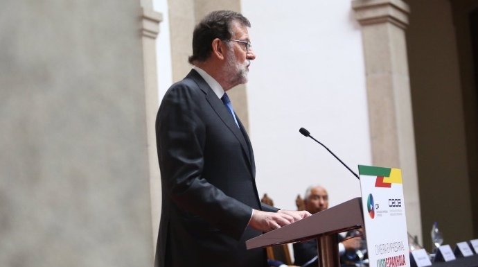 Rajoy, este martes, en Portugal en uno de los actos de la cumbre luso-española.