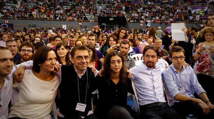 Parte de la dirección de Podemos en Vistalegre II.