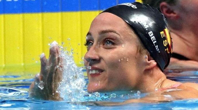 Mireia Belmonte, tras ganar este domingo su tercera medalla en los Mundiales.