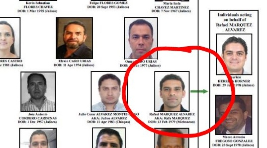 El futbolista Rafa Marquez en la lista de la policía mexicana.