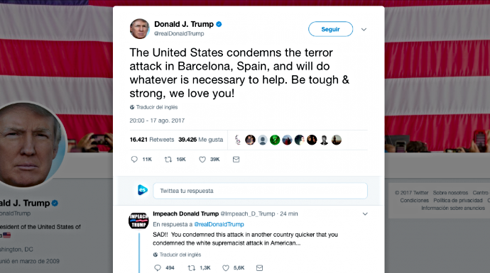 El tuit del presidente Donald Trump.