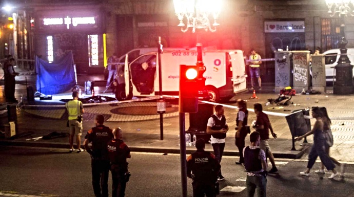Horas después del atentado de Las Ramblas de Barcelona.