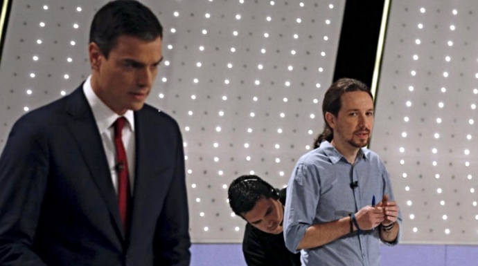 Pedro Sánchez y Pablo Iglesias, en su último debate electoral.