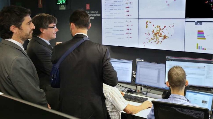Puigdemont, este lunes, durante la presentación de la nueva Agencia de Ciberseguridad de Cataluña.
