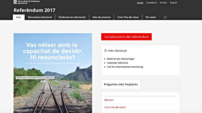 La web ilegal que publicita Carles Puigdemont.
