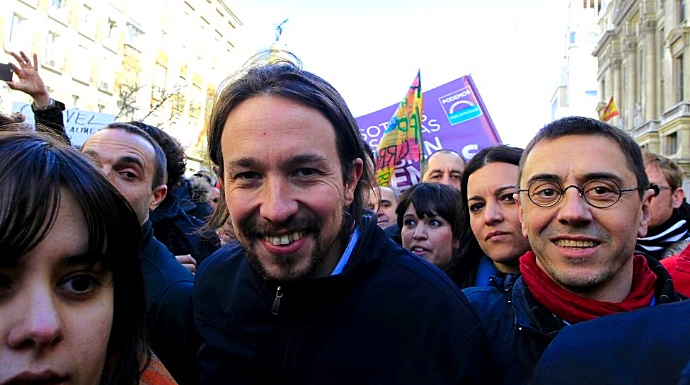 Pablo Iglesias, durante una manifestación callejera.