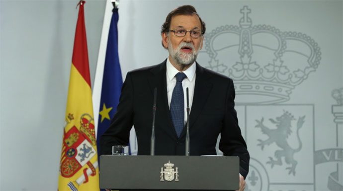 Rajoy durante su comparecencia de este domingo en La Moncloa.