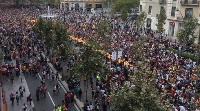 Las calles de Barcelona, tomadas este martes por los independentistas