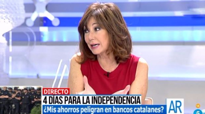 Ana Rosa protagonizó los titulares con su lapsus sobre los bancos catalanes.