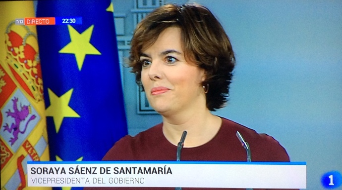 La vicepresidenta del Gobierno, este martes en su respuesta a la comparecencia de Puigdemont.
