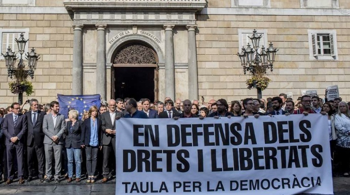 Funcionarios de la Generalitat, en una manifestación en favor del "procés".