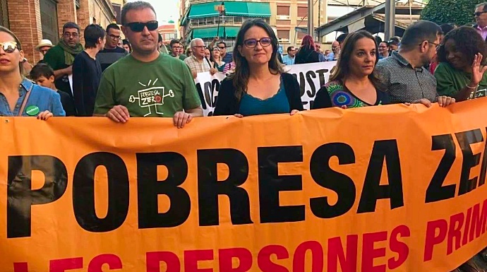 Monica Oltra durante la protesta en Alicante.