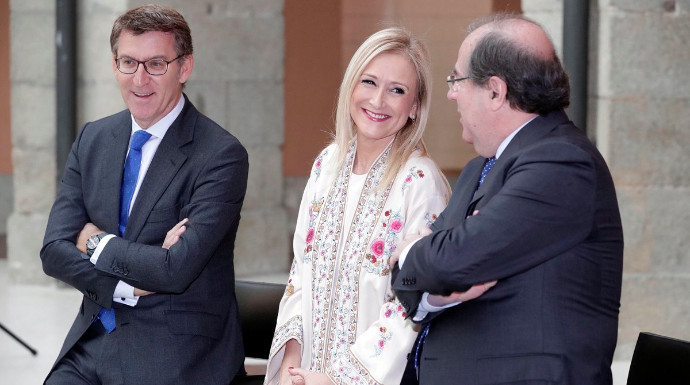 Los tres presidentes, en la Real Casa de Correos de Madrid, ayer
