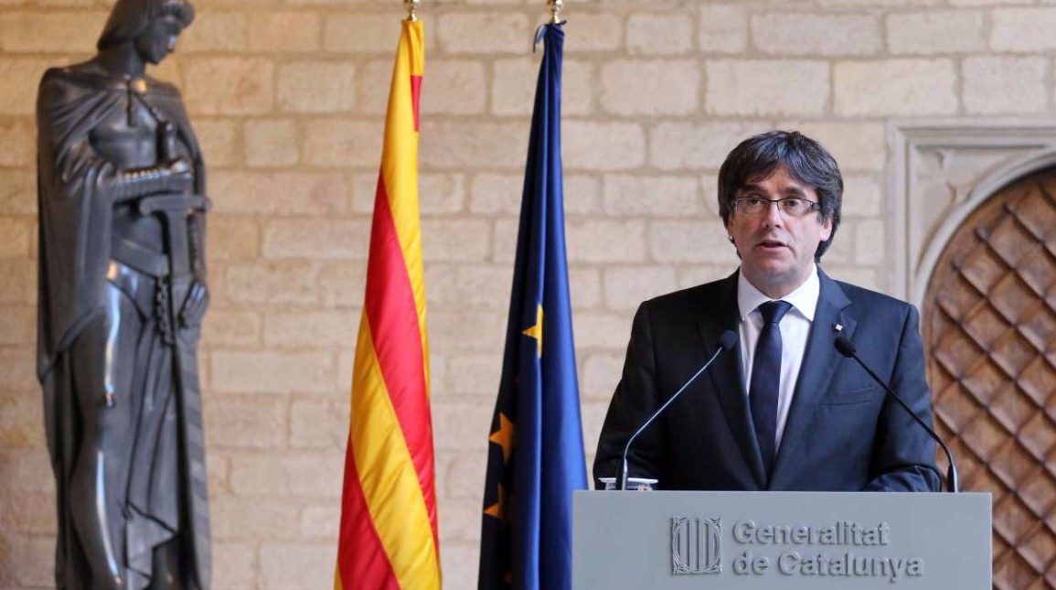 Carles Puigdemont durante su comparecencia.