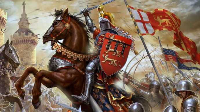 El Rey Artur, con Catalibur, combatiendo a franquistas protegido por esteladas