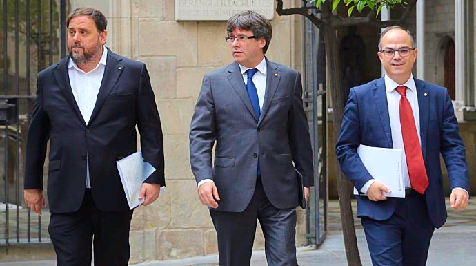 Junqueras, Puigdemont y Turull, en una imagen de este otoño.
