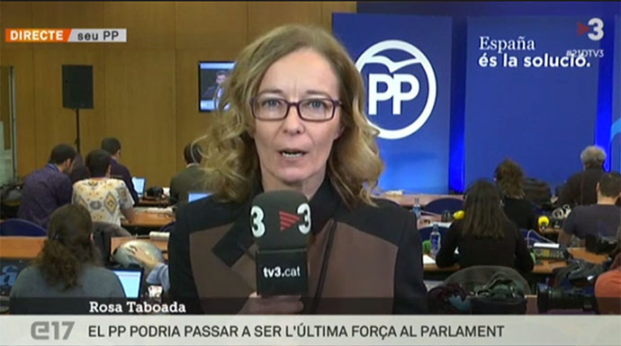 Momento de la conexión con la sede del PP catalán.