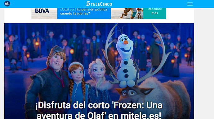 Promocion de la película en la web de Telecinco.
