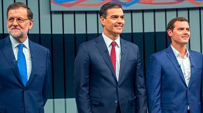 Mariano Rajoy, Pedro Sánchez y Albert Rivera, en una imagen reciente.