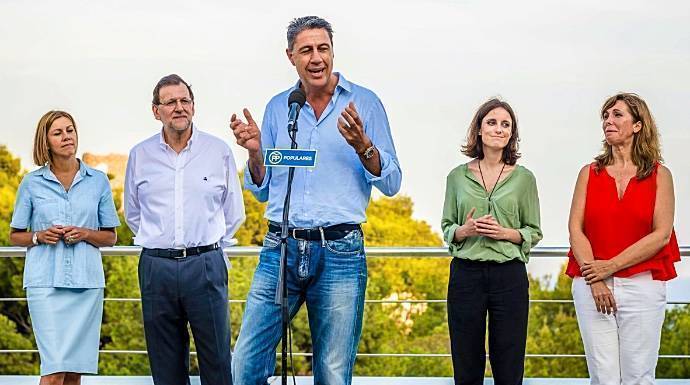 Cospedal, Rajoy, Albiol, Levy y Sánchez Camacho, en un acto del PP catalán.