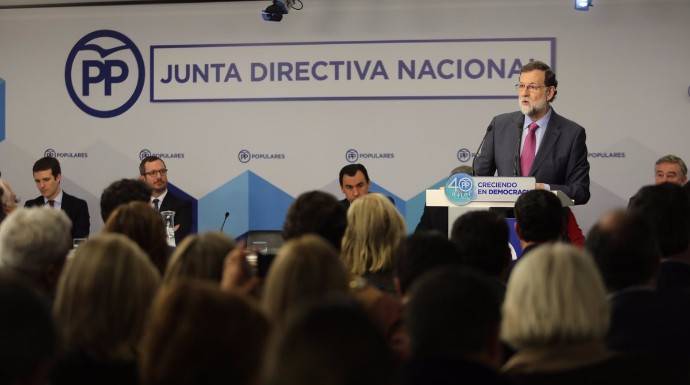 Rajoy durante su intervención ante la Junta Directiva Nacional del PP.