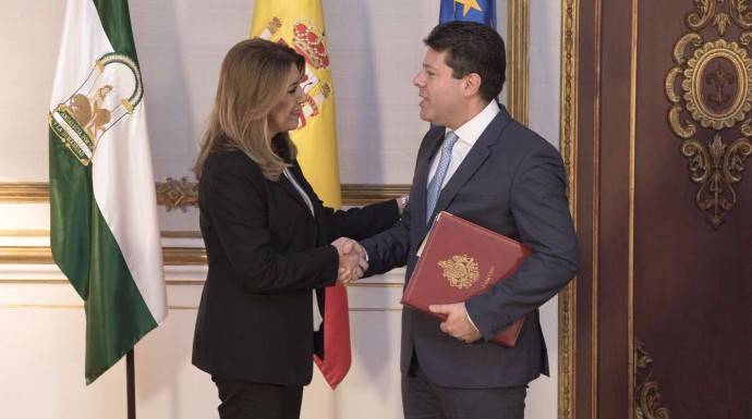 Susana Díaz y Fabián Picardo en el Palacio de San Telmo.