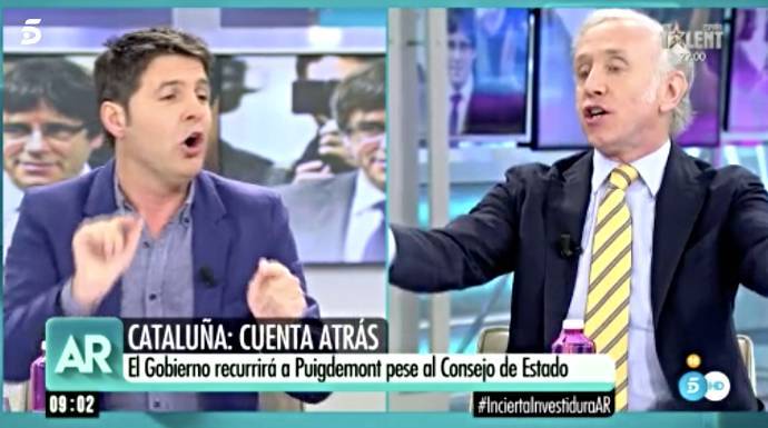 Jesús Cintora y Eduardo Inda, en su bronca en Telecinco.