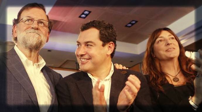 Rajoy con Juanma Moreno y Loles López, del PP andaluz