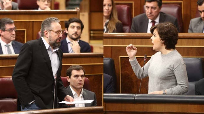Girauta y la vicepresidenta, este miércoles en su tenso duelo en el Congreso.