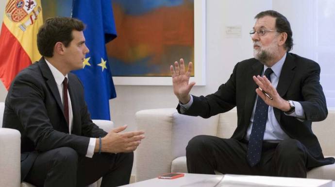 Albert Rivera y Mariano Rajoy, en una de sus entrevistas en La Moncloa.