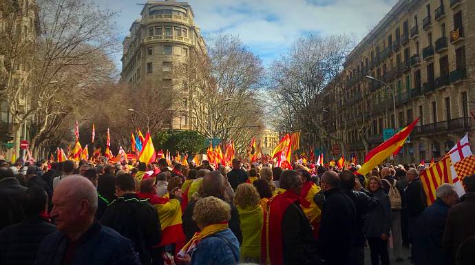 Imagen de la manifestación de este domingo de Barcelona, "Tabarnia".