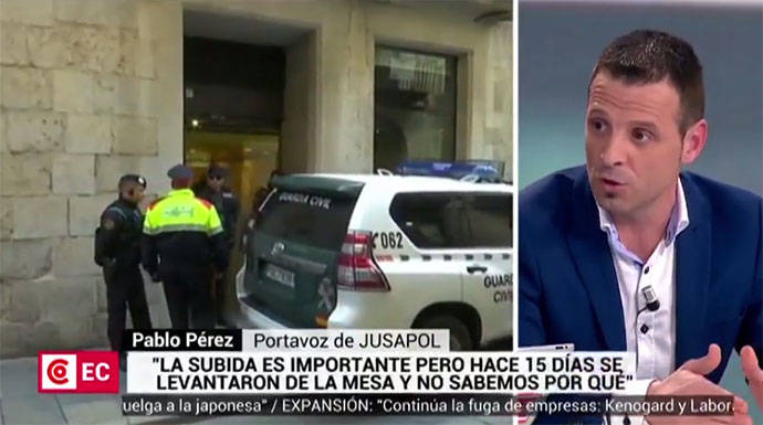 El portavoz de Jusapol, Pablo Pérez, en El Círculo de Telemadrid.