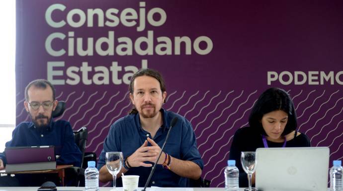 Pablo Iglesias y Pablo Echenique, presidiendo el Consejo Ciudadano Estatal de Podemos.