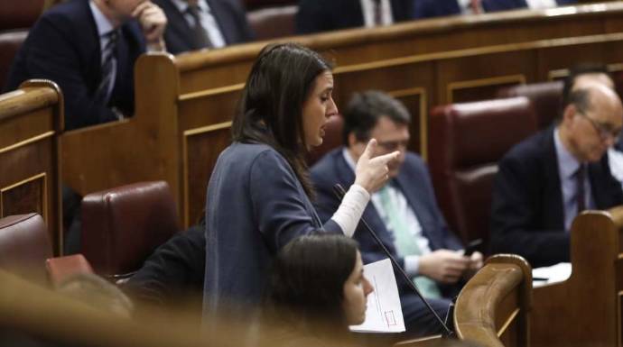 La portavoz de Podemos, Irene Montero, este miércoles en el Congreso.