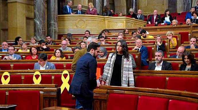 Inés Arrimadas, este sábado en el Parlament.