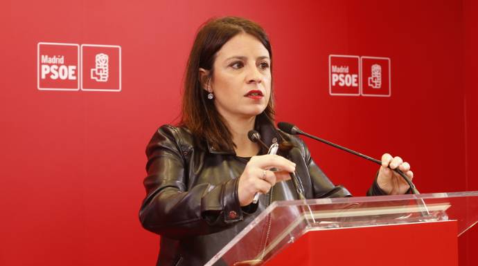 La vicesecretaria general del PSOE, Adriana Lastra, este lunes tras la Ejecutiva Federal.