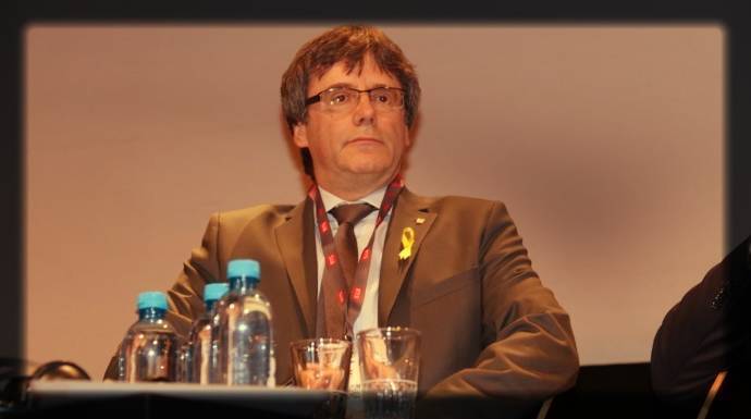Puigdemont, en un debate en Ginebra (Suiza) el pasado 18 de marzo