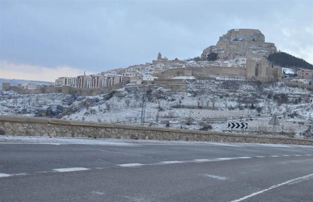 Nieve en Morella, comarca de Els Ports (Castellón)