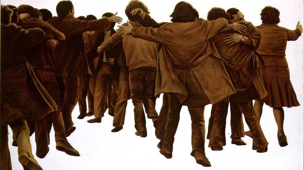 El célebre cuadro 'El abrazo' (1976), de Juan Genovés, un símbolo de la reconciliación entre los españoles, ilustra la portada de la obra