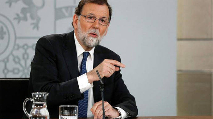 Rajoy durante su rueda de prensa en La Moncloa.