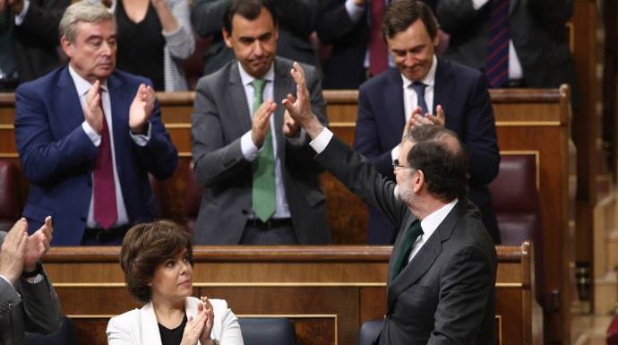 Rajoy, tras despedirse en la tribuna como presidente.